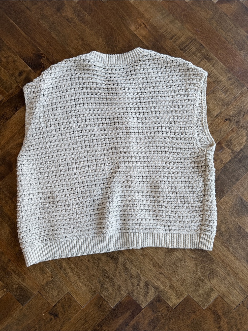 rag & bone Cream Crochet Knit Button Vest with Gold-Tone Buttons - Picture 3 of 3